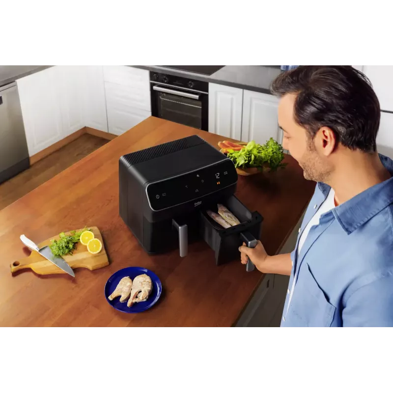 Freidora de aire Beko FRL5388B ExpertFry 8,5 L 2400 W negra con control táctil
