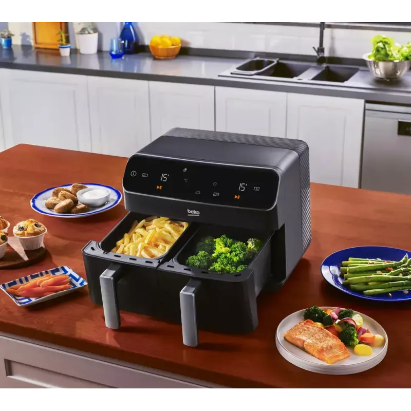Freidora de aire Beko FRL5388B ExpertFry 8,5 L 2400 W negra con control táctil