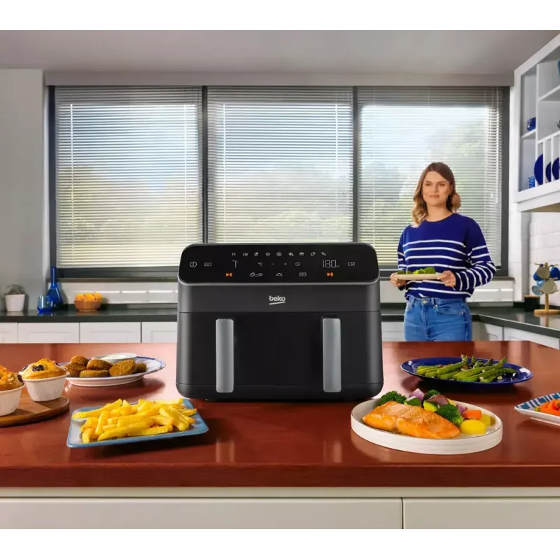 Freidora de aire Beko FRL5388B ExpertFry 8,5 L 2400 W negra con control táctil