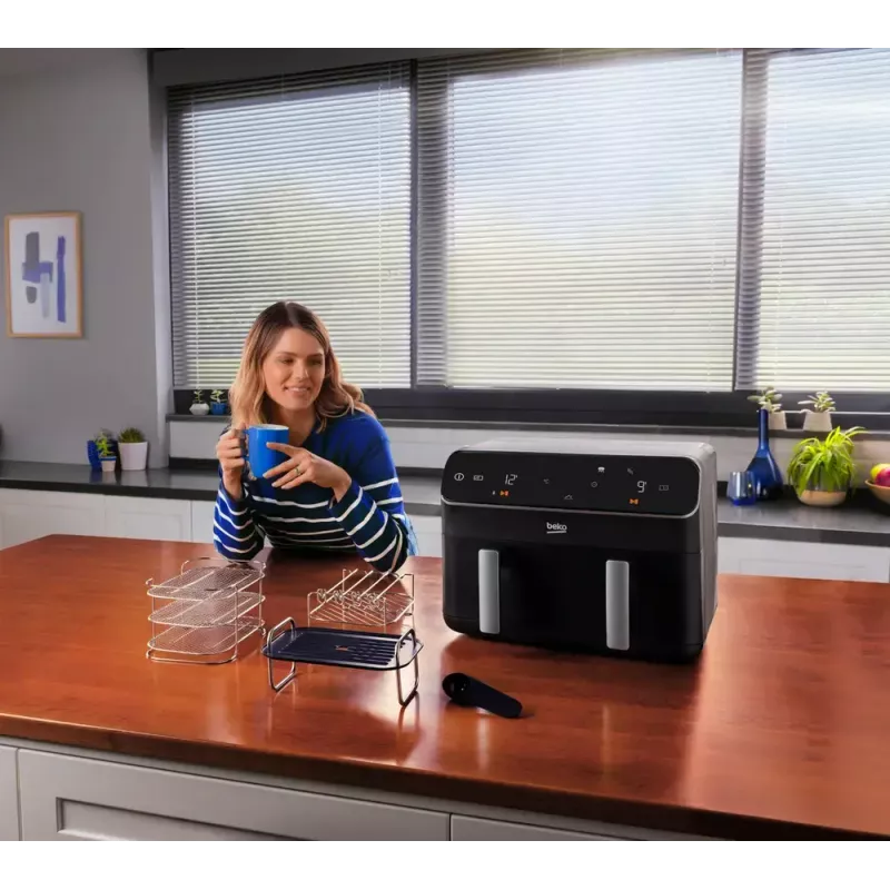 Freidora de aire Beko FRL5388B ExpertFry 8,5 L 2400 W negra con control táctil