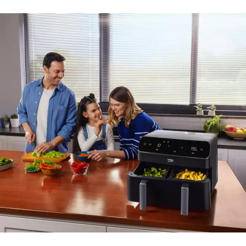 Freidora de aire Beko FRL5388B ExpertFry 8,5 L 2400 W negra con control táctil