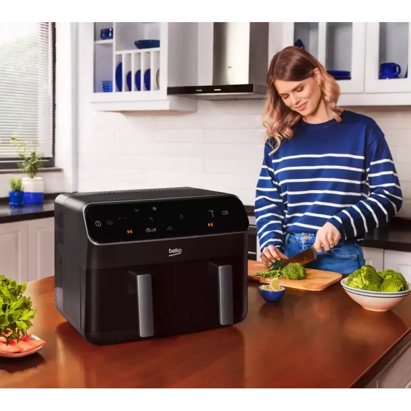 Freidora de aire Beko FRL5388B ExpertFry 8,5 L 2400 W negra con control táctil