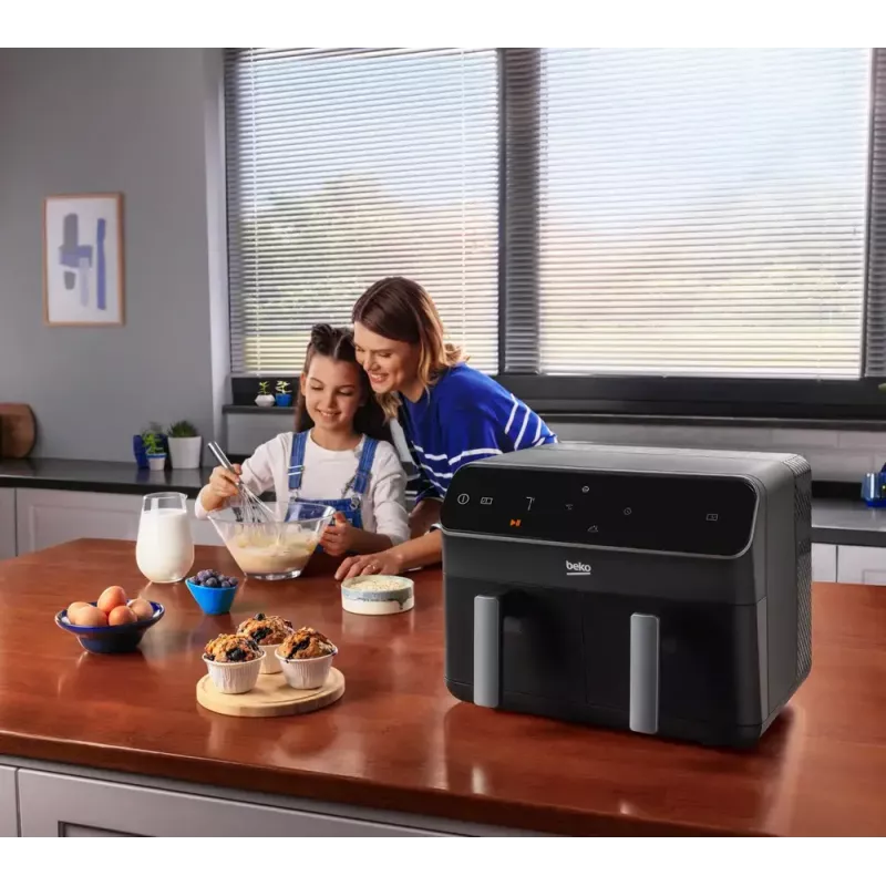 Freidora de aire Beko FRL5388B ExpertFry 8,5 L 2400 W negra con control táctil