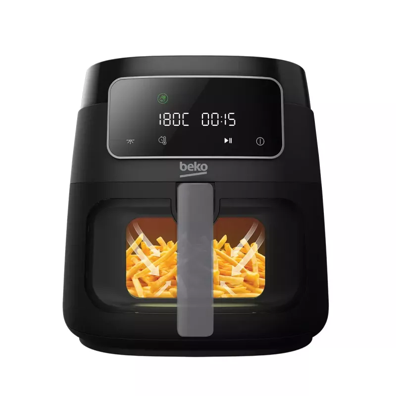 Freidora de aire BEKO FRL3374B 7,6 l 1750 W negra con control táctil, 9 programas, 35–200 °C