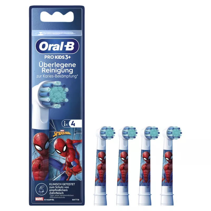 Cabezales de cepillo de dientes de repuesto BRAUN Oral-B Spiderman pack de 4, compatibles con mangos Oral-B, modelo 014052