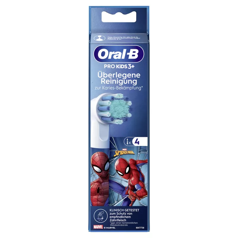 Cabezales de cepillo de dientes de repuesto BRAUN Oral-B Spiderman pack de 4, compatibles con mangos Oral-B, modelo 014052