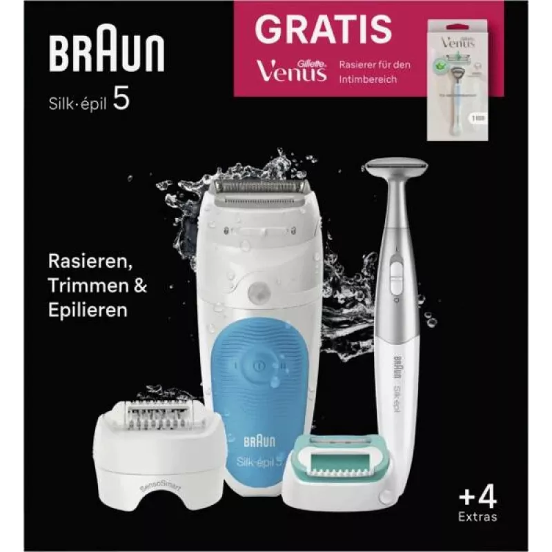 Braun Silk-épil 5 810 + Gillette Venus recortadora 28 pinzas azul, blanco