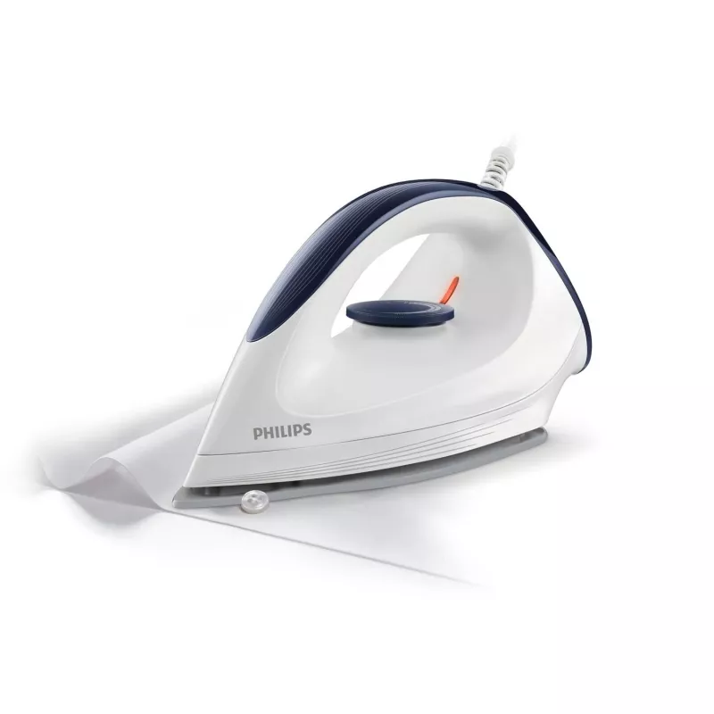 Philips GC160/02 plancha en seco, plancha en seco, suela DynaGlide, 1,8 m, blanco, 1200 W