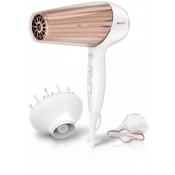 Secador de pelo Philips MoistureProtect Sensor HP8280/00 — 2300 W, motor DC, 6 velocidades, iónico, golpe de aire frío, morado/blanco