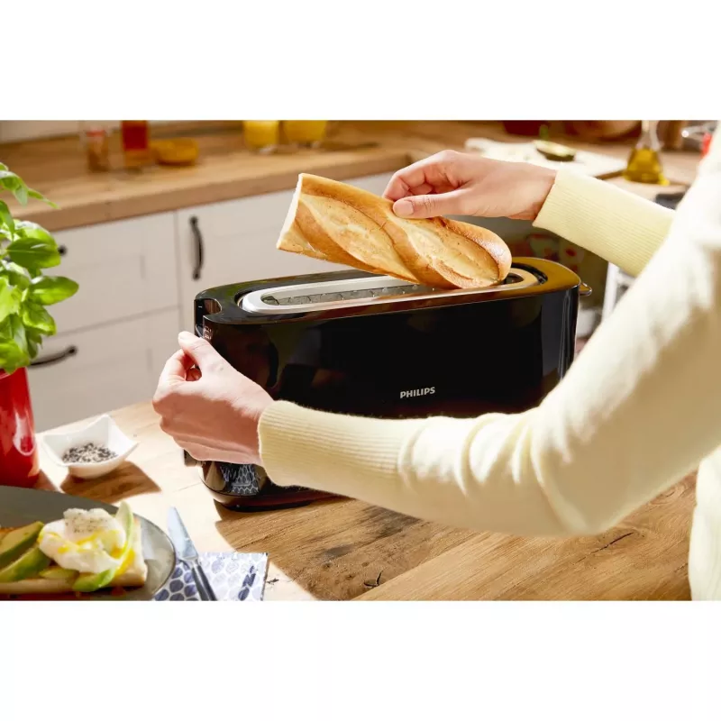 Philips Daily Collection HD2590/90 tostadora – ranura larga, negra
