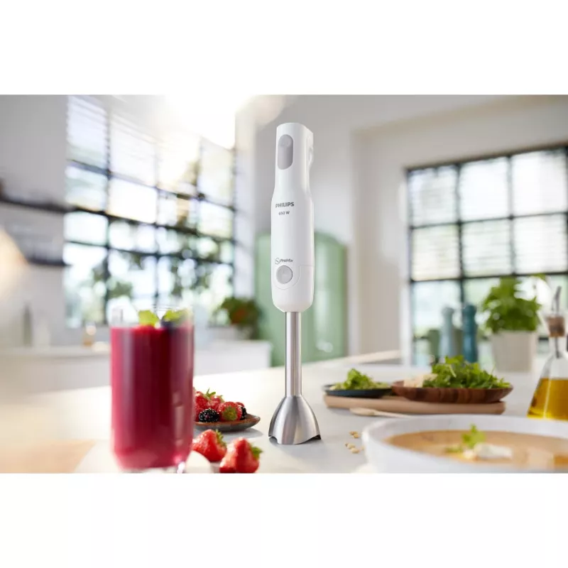 Batidora de mano Philips Daily Collection ProMix HR2535/00 — 650 W, varilla de metal, gris/blanco