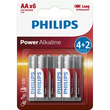 Pila desechable Philips Power alcalina LR6P6BP/10