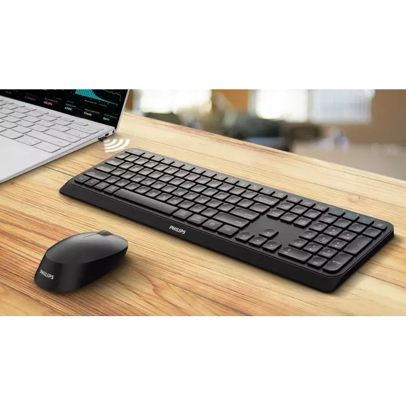 Teclado y ratón Philips Serie 4000 SPT6407B/31 universal RF inalámbrico + Bluetooth QWERTY alemán negro