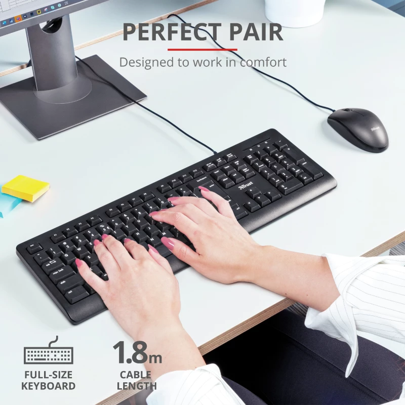 Teclado y ratón Trust Primo universal USB AZERTY belga negro