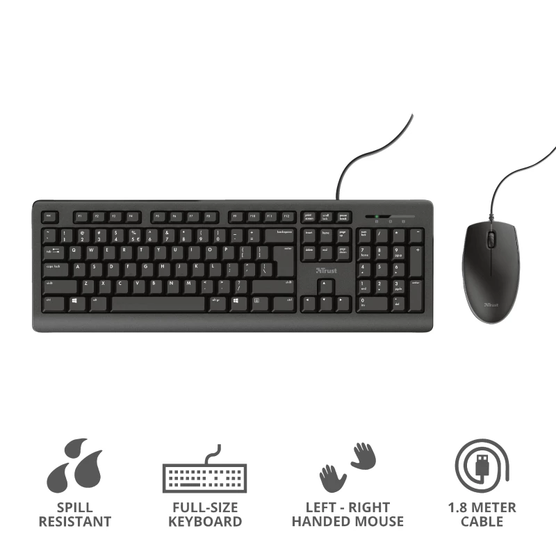Teclado y ratón Trust Primo universal USB AZERTY belga negro