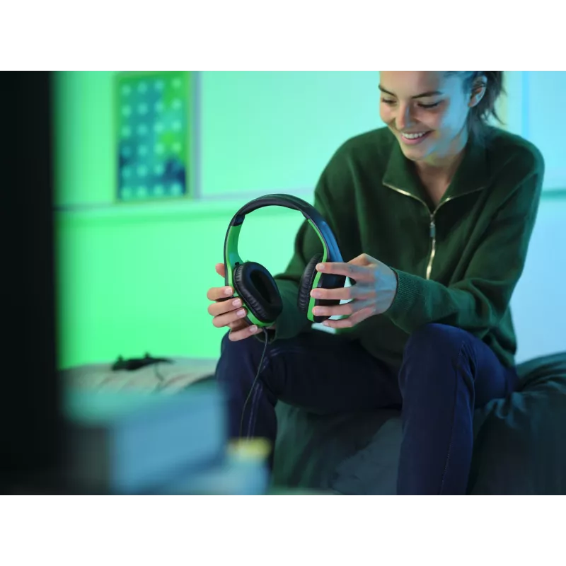 Auriculares con cable Trust GXT 415X ZIROX con diadema gaming negros, verdes