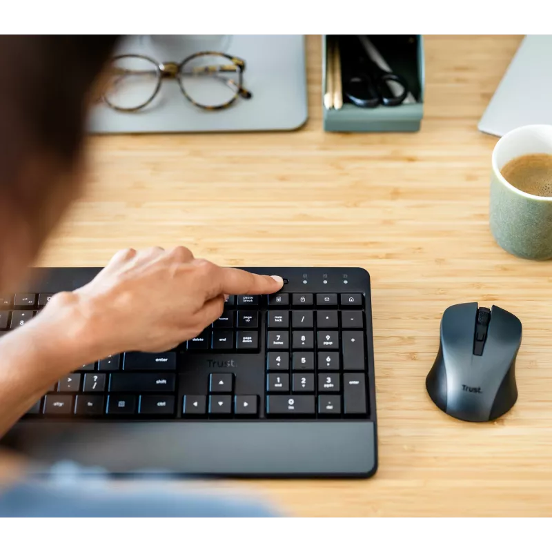 Teclado y ratón Trust Trezo de oficina RF inalámbrico AZERTY belga negro