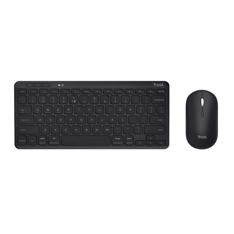 Teclado y ratón Trust Lyra de oficina RF inalámbrico + Bluetooth, AZERTY, belga, negro