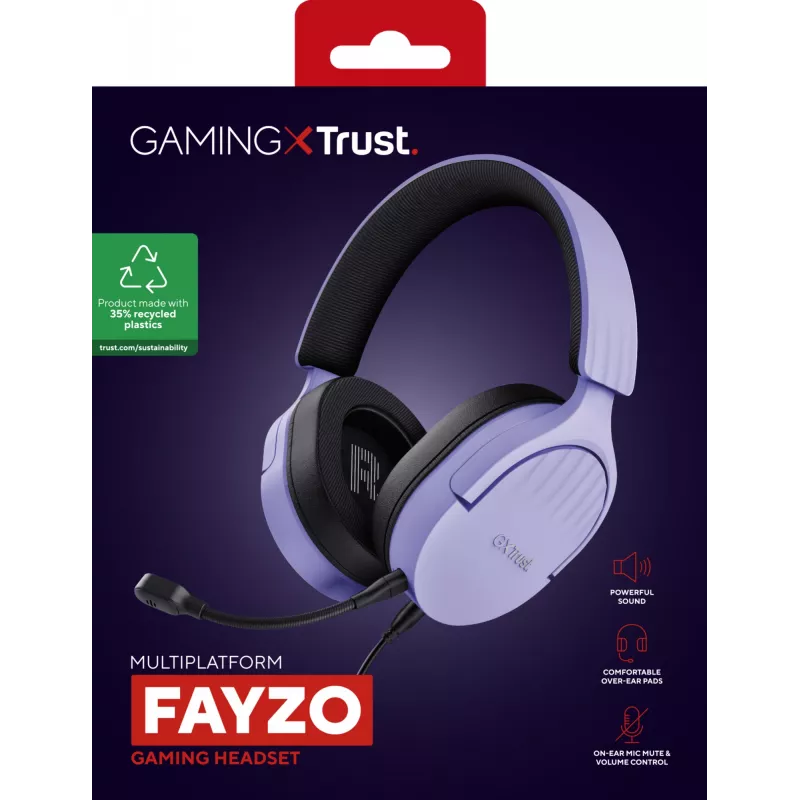 Trust GXT 489P FAYZO Auriculares con cable Diadema Gaming Negro, Lila