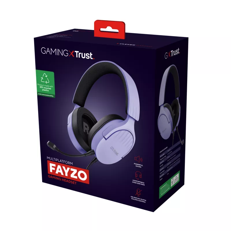 Trust GXT 489P FAYZO Auriculares con cable Diadema Gaming Negro, Lila