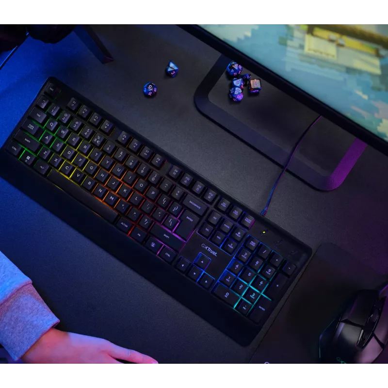 Trust GXT 792 Quadrox Teclado y ratón incluidos Gaming USB QWERTY Belga Negro