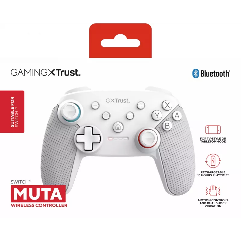 Trust GXT 1246W MUTA White mando Bluetooth para Nintendo Switch, Nintendo Switch Lite