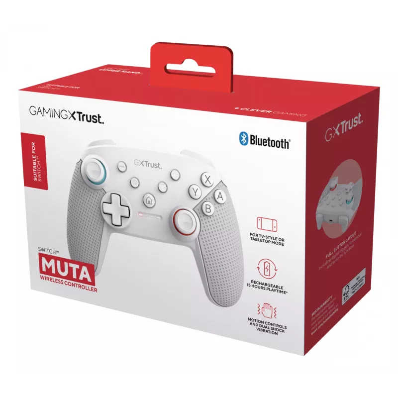 Trust GXT 1246W MUTA White mando Bluetooth para Nintendo Switch, Nintendo Switch Lite