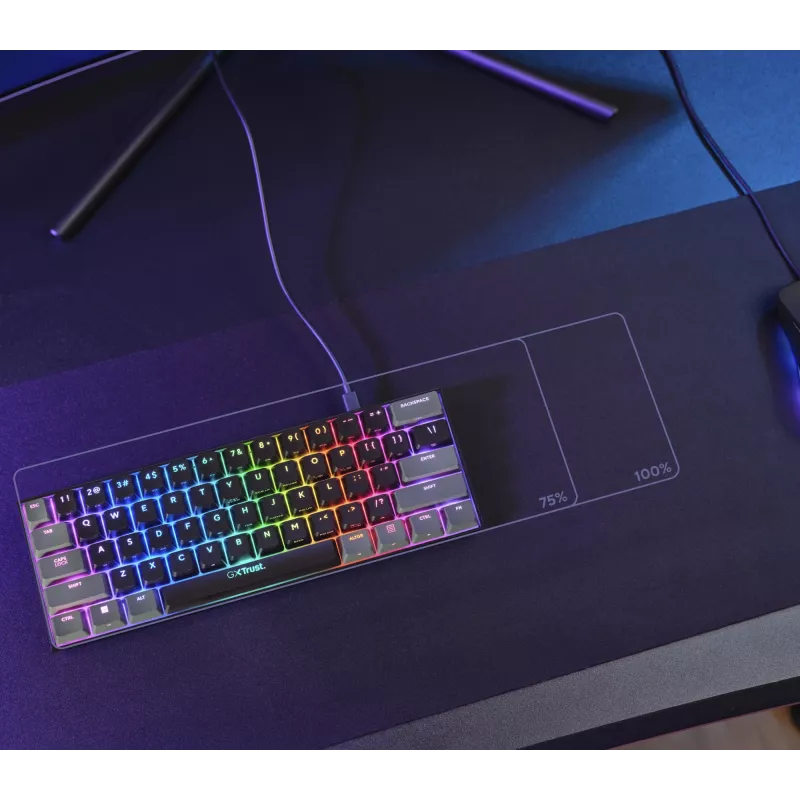 Trust GXT 867 Acira Teclado Gaming USB AZERTY Belga Negro, Gris