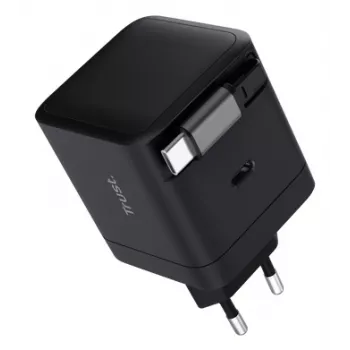 Cargador TRUST Maxo 65W USB-C con cable enrollable de 67 cm