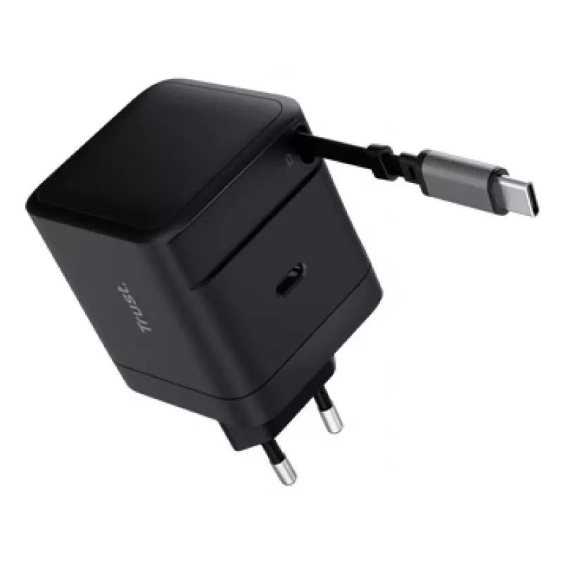 Cargador TRUST Maxo 65W USB-C con cable enrollable de 67 cm