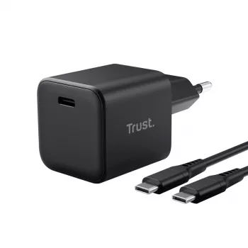 Cargador TRUST Maxo Ultracompacto 65W GaN USB-C Negro con cable de 2 m