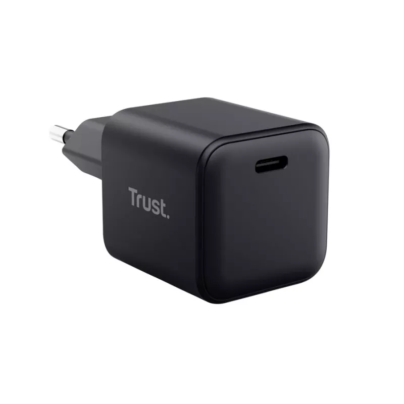 Cargador TRUST Maxo Ultracompacto 65W GaN USB-C Negro con cable de 2 m
