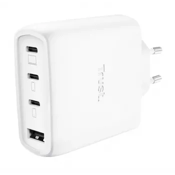 TRUST Maxo 65W Cargador rápido de CA de interior, 3x USB-C, máx. 20 V, cable de 2 m, blanco