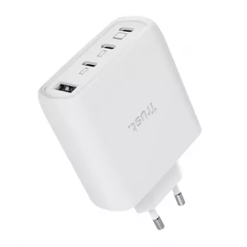 TRUST Maxo 65W Cargador rápido de CA de interior, 3x USB-C, máx. 20 V, cable de 2 m, blanco