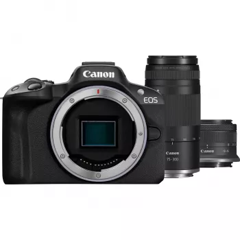 Canon EOS R50 kit de cámara sin espejo con objetivos RF-S 18-45mm y RF 75-300mm