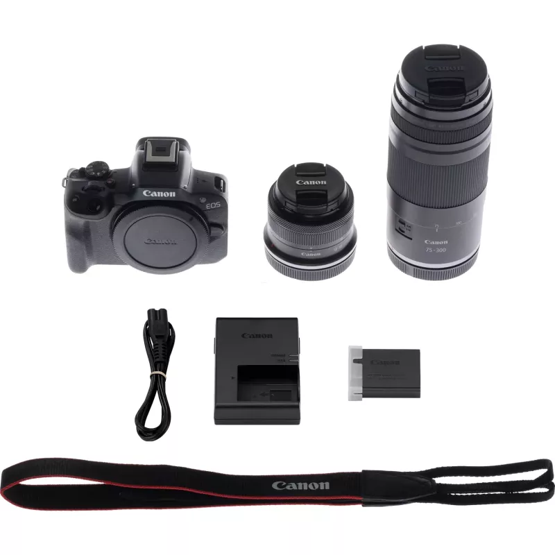 Canon EOS R50 kit de cámara sin espejo con objetivos RF-S 18-45mm y RF 75-300mm