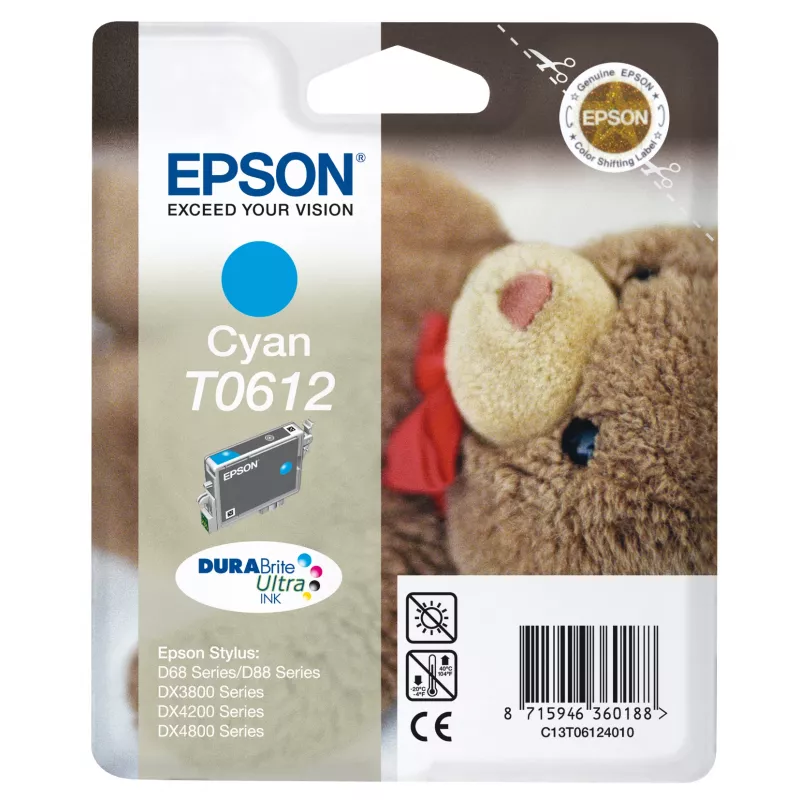 Epson Teddybear pack individual cian T0612 DURABrite Ultra tinta, cian, 8 ml, 1 ud.