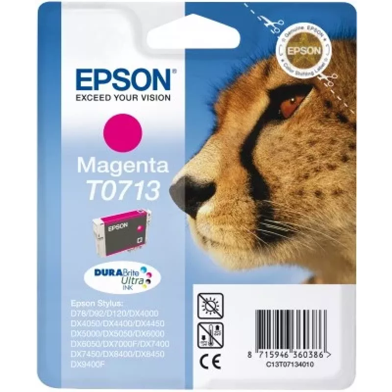 Epson Cheetah pack individual magenta T0713 DURABrite Ultra tinta, magenta, tinta pigmentada, 1 ud.