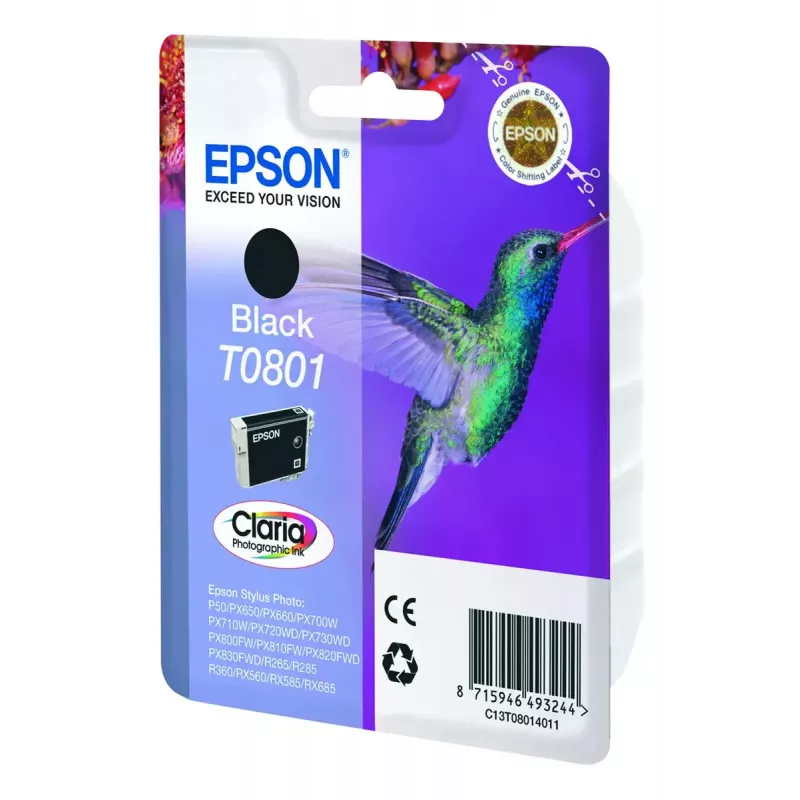 Epson Hummingbird pack individual negro T0801 Claria Photographic Ink