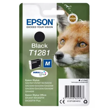 Cartucho de tinta Epson T1281 Fox pack individual negro