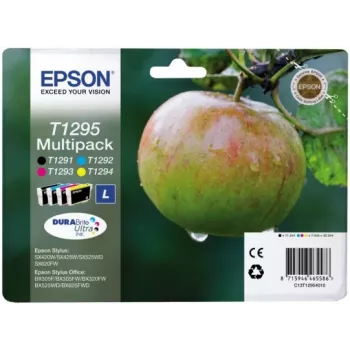 Tinta Epson Apple multipack 4 colores T1295 DURABrite Ultra, negro, cian, magenta, amarillo, 1 ud., multipack