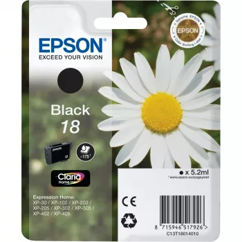 Epson Daisy pack individual negro 18 Claria Home Ink, alcance estándar, foto negro, tinta de colorante, 1 ud.