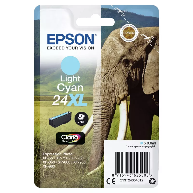 Epson Elephant pack individual cian claro 24XL tinta 