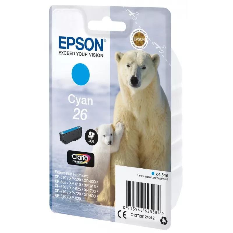 Epson Oso polar pack individual cian 26 tinta 