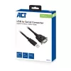 ACT adaptador USB a serie 0,6 m, negro, 0,6 m, USB Type-A, DB-9, conector macho, conector macho