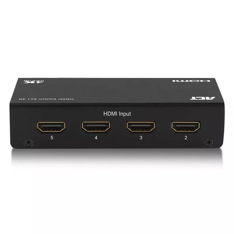 Switch HDMI ACT 5x 1, compatible con 3D y 4K, HDMI, negro, 60 Hz, 2160p, indicador de funcionamiento, 203 mm