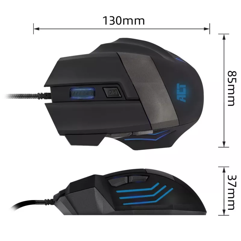 Ratón gaming ACT con cable y iluminación 3200 dpi