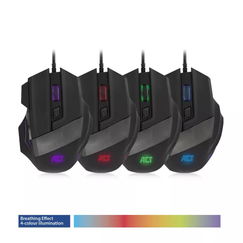Ratón gaming ACT con cable y iluminación 3200 dpi