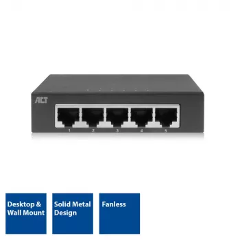 Switch no gestionado ACT AC4415 Gigabit Ethernet 5 puertos 10 Gbit/s