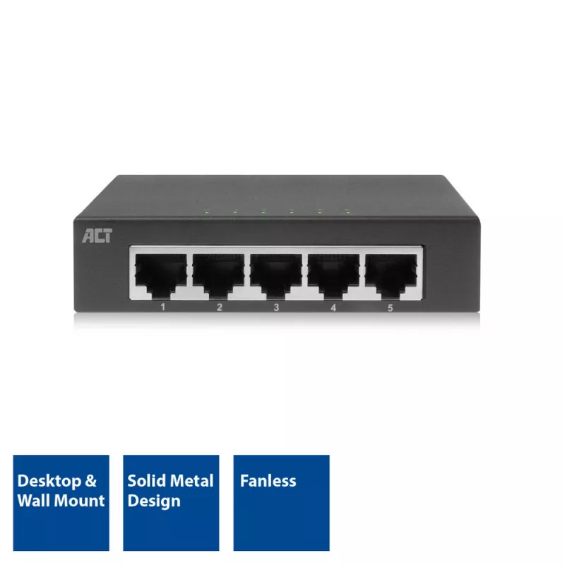 Switch no gestionado ACT AC4415 Gigabit Ethernet 5 puertos 10 Gbit/s
